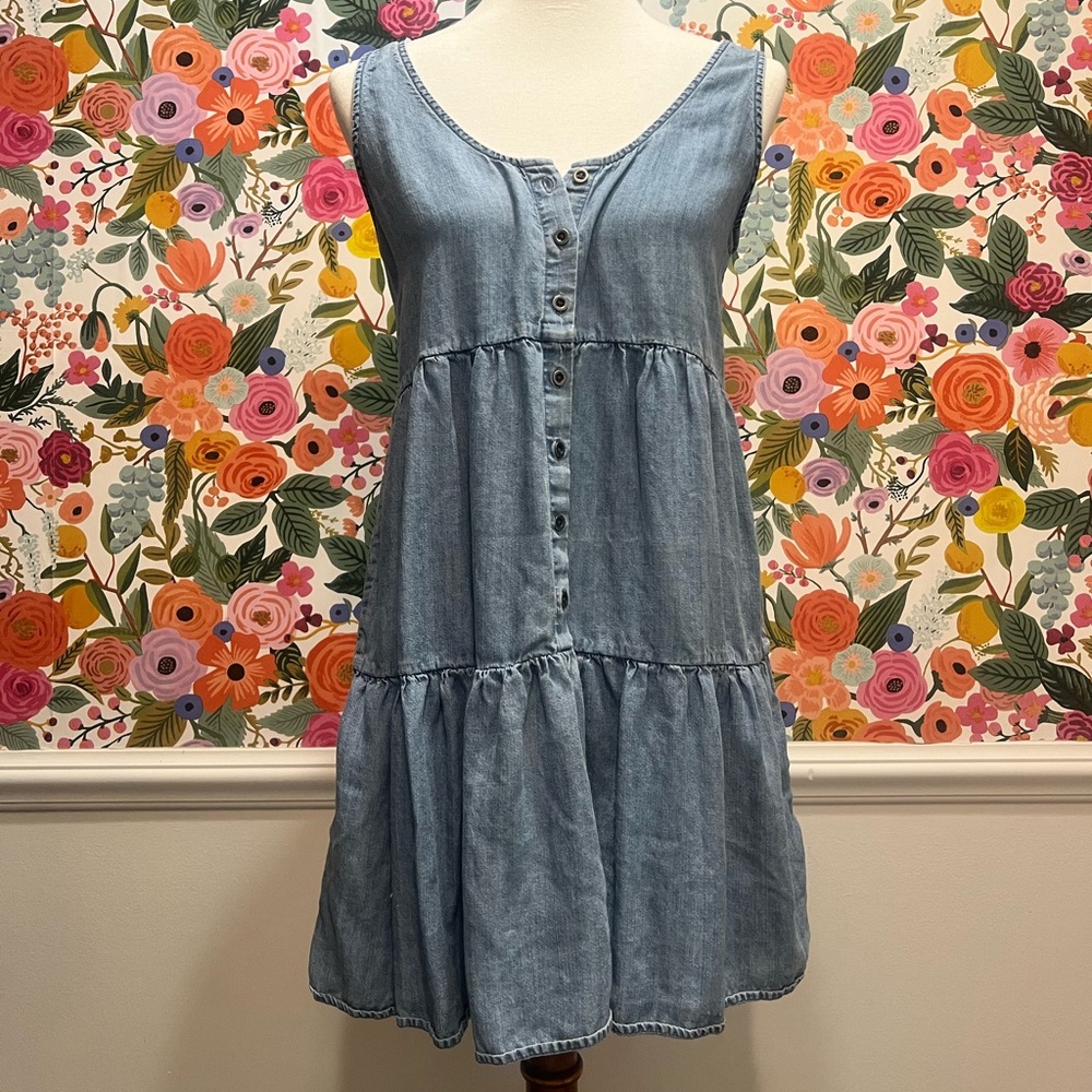 Rails Blue Tiered Buttoned Sundress